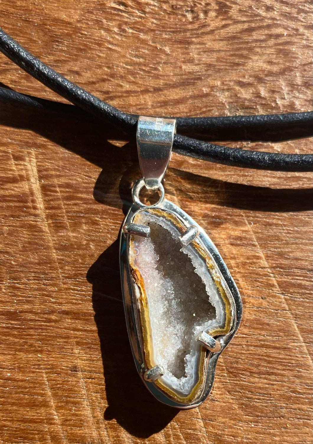 Geode Sterling Silver Pendant - JEWL0006