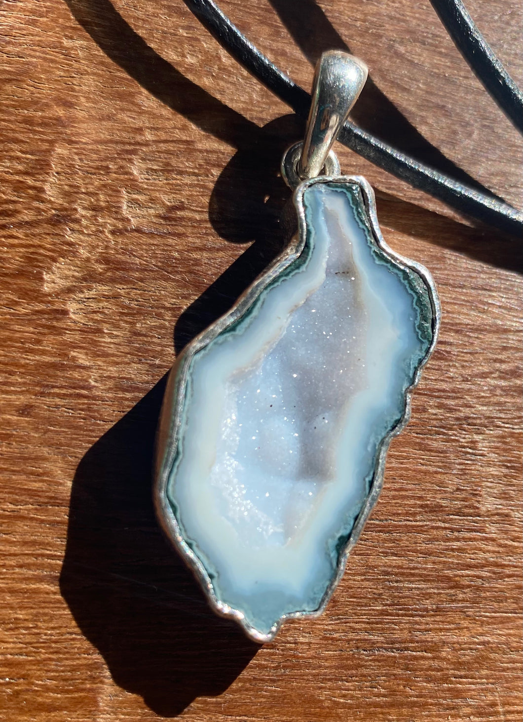 Geode Blue Sterling Silver Pendant -JEWL008