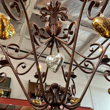 Load image into Gallery viewer, Brown Wrought Iron Chandelier (Hearts not included)
