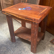 Load image into Gallery viewer, Antique Door Mesquite Side table w/shelf- ST0002
