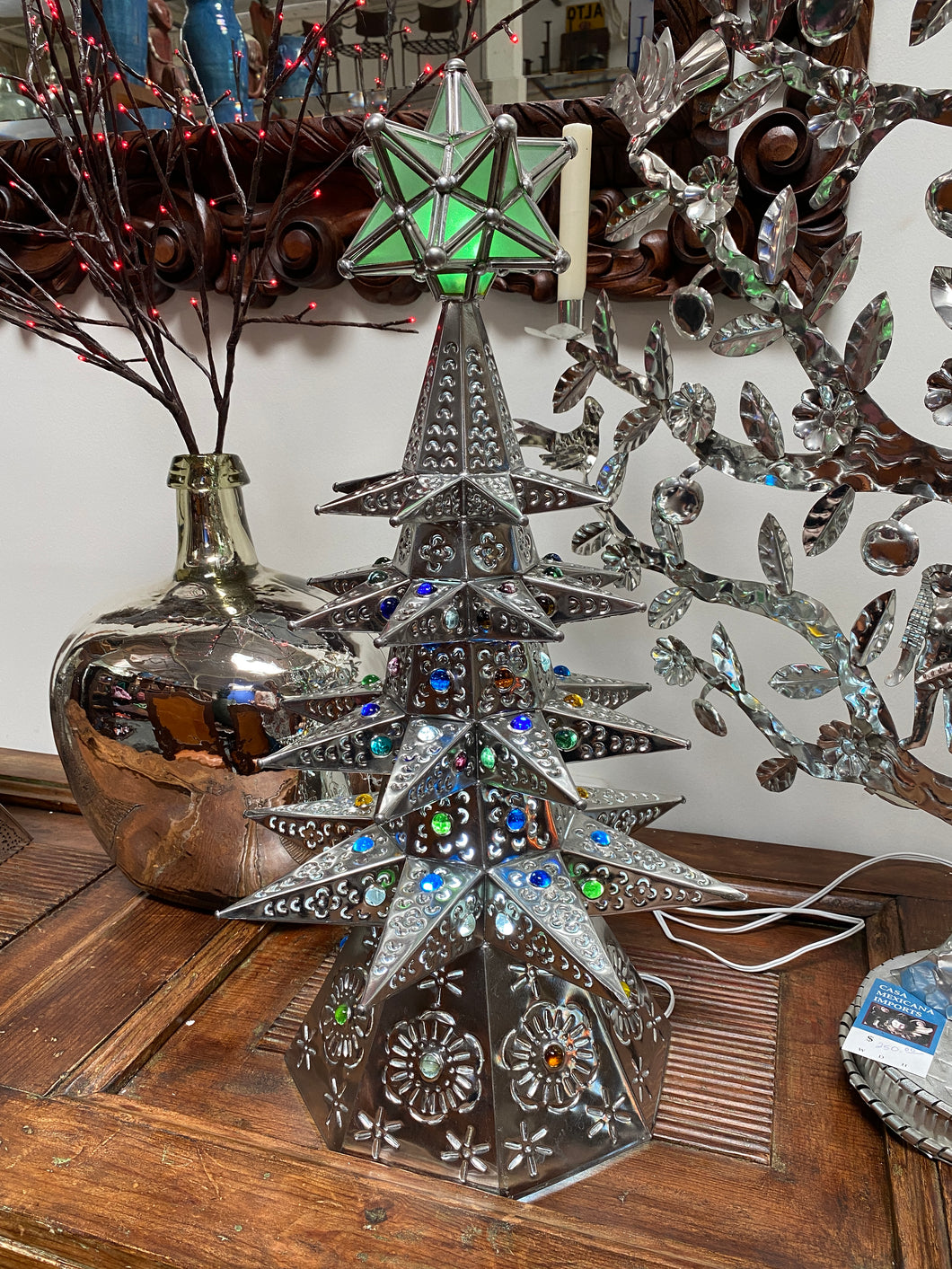 Christmas Holiday Punched Tin Tree (Tall)