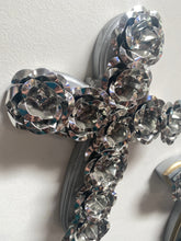 Load image into Gallery viewer, Punched Tin Cross - Rose  All silver
