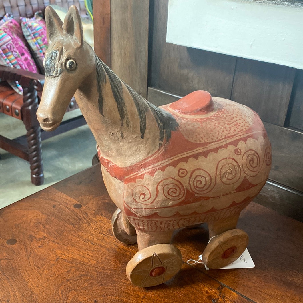 Pottery Horse on Wheels