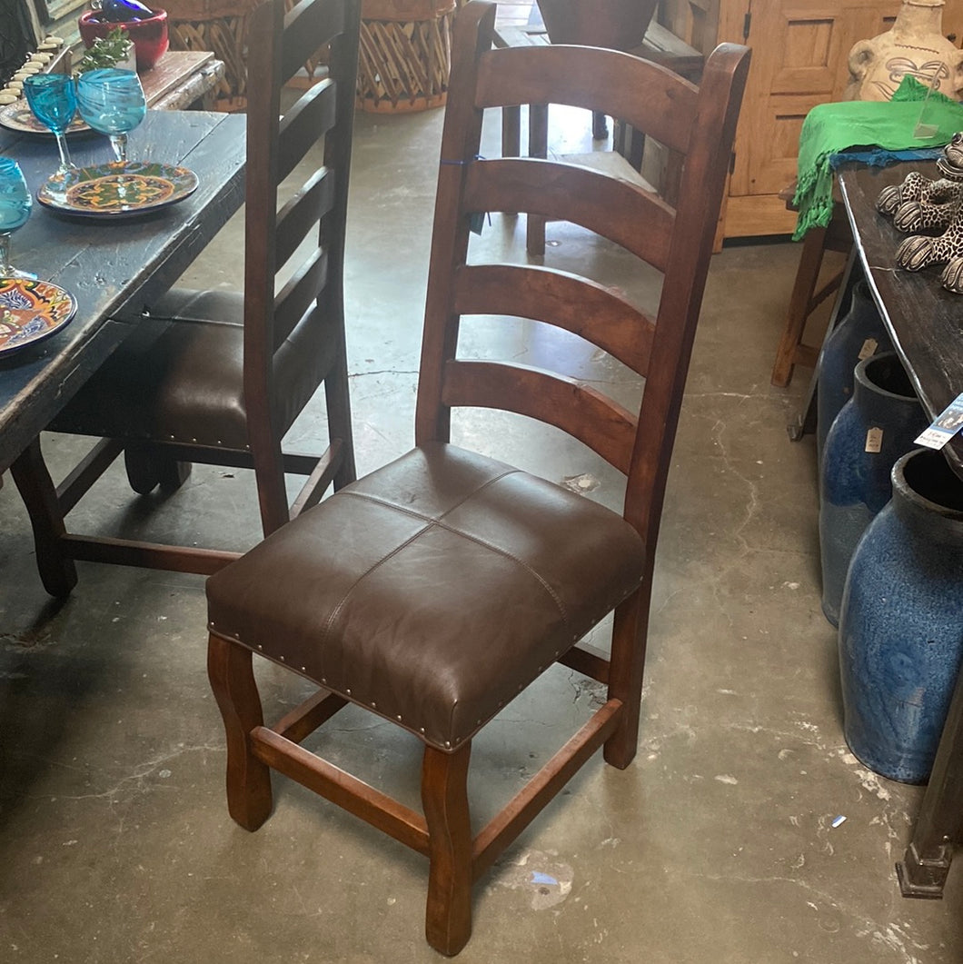 Mesquite Wood Leather Ladder-back Chair (Must be ordered)