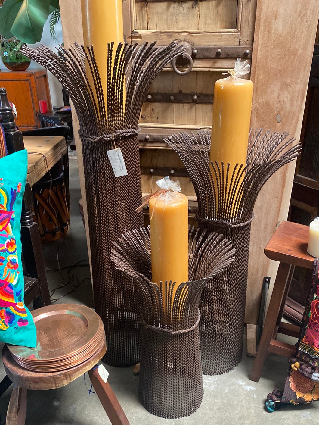 Wrought Iron Wheat Stock Candle Holders (3) -CAND0001
