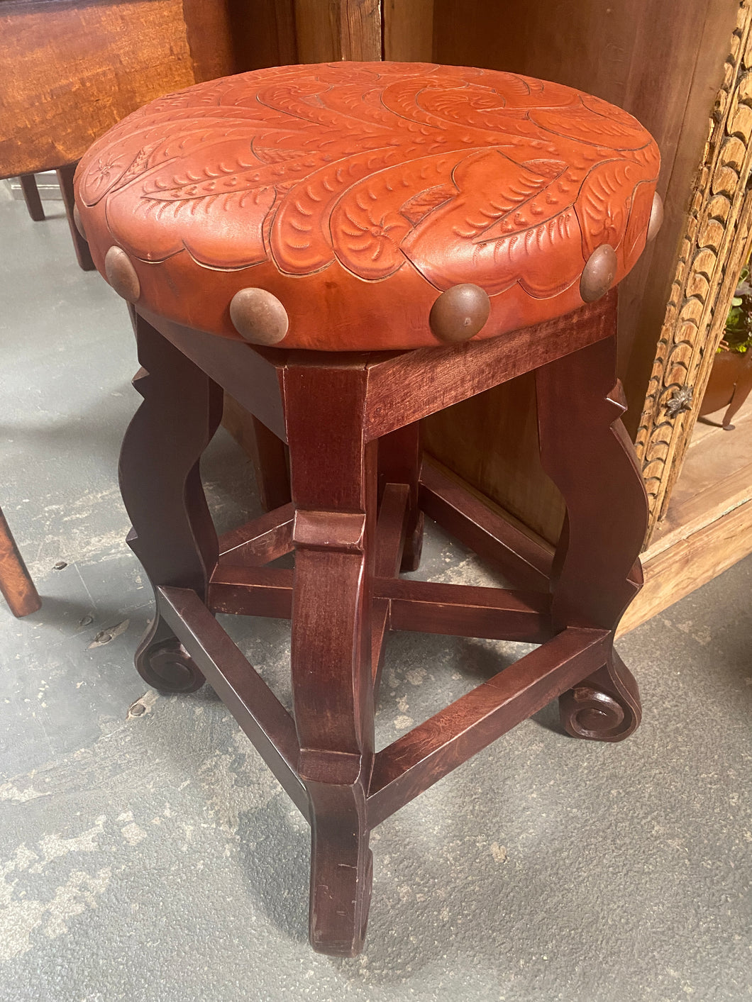 Embossed Leather Swivel Counter Stools (Available to Order)
