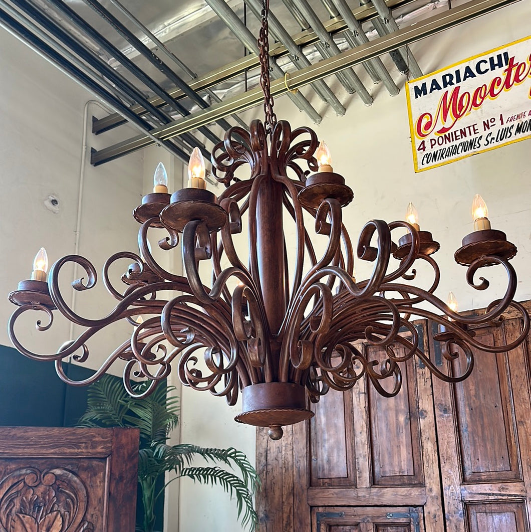 Wrought Iron Brown Chandelier