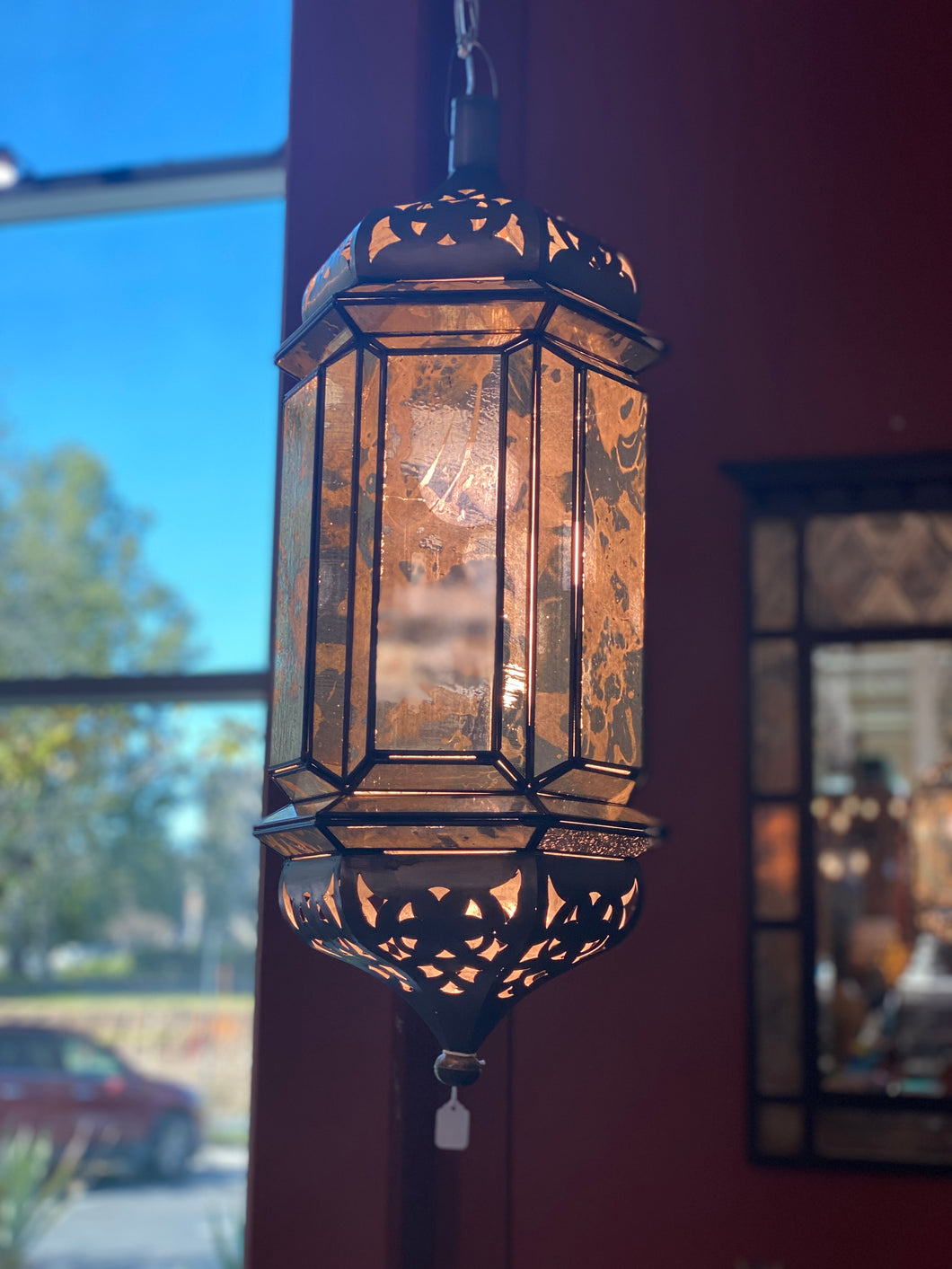 Antiqued Mirrored Glass Lantern