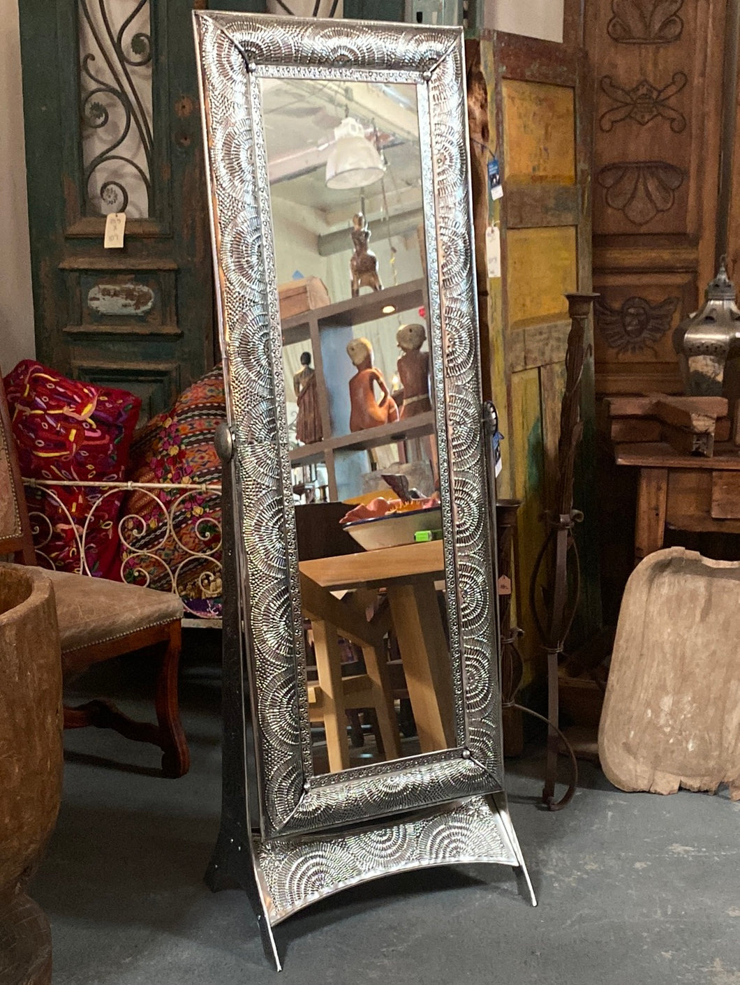 Punched Tin Floor Standing Mirror (can be ordered)