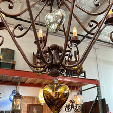 Load image into Gallery viewer, Brown Wrought Iron Chandelier (Hearts not included)
