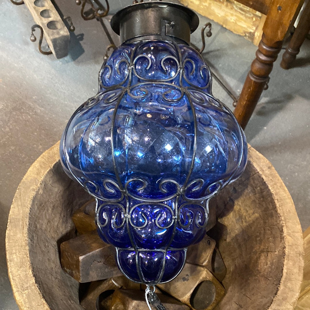 Handblown Metal Bubble Glass Lantern(Large)
