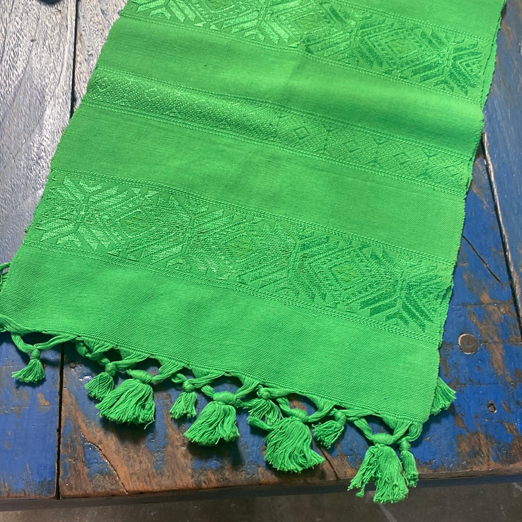 Lime Guatemalan Hand Loomed Table Runner 6’ -TEX0013