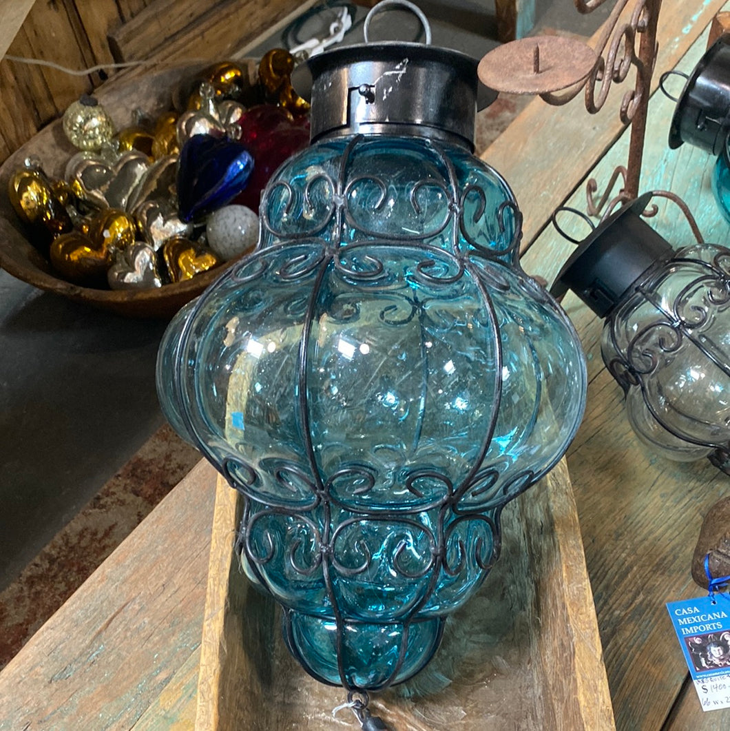 Handblown Metal Bubble Glass Lantern(Large)