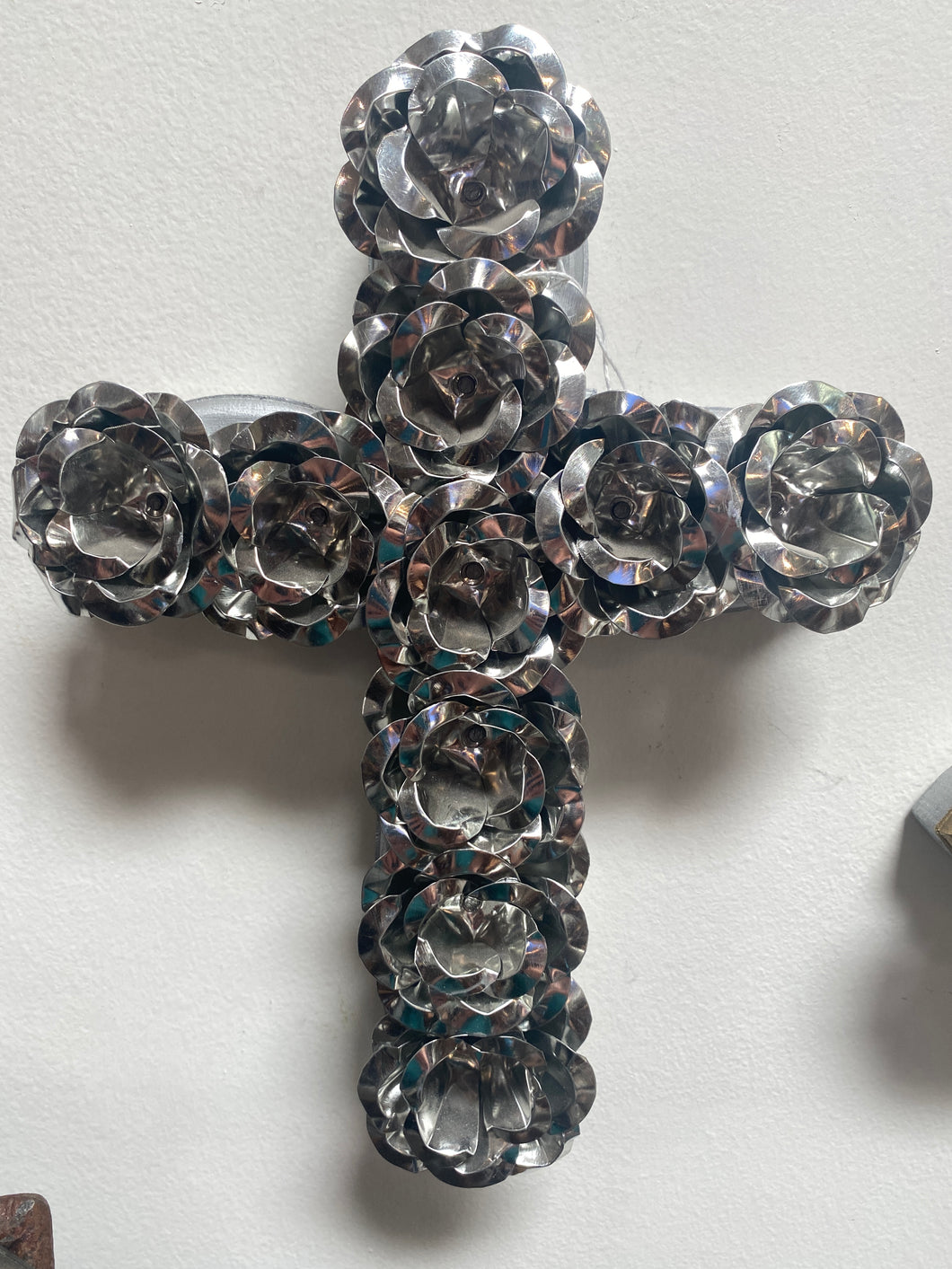 Punched Tin Cross - Rose  All silver