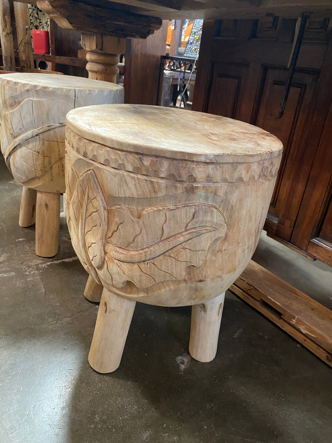 Barrel Wood Stools/Side Tables