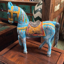 Load image into Gallery viewer, Wood Blue Painted Small Horse-DECOR0022
